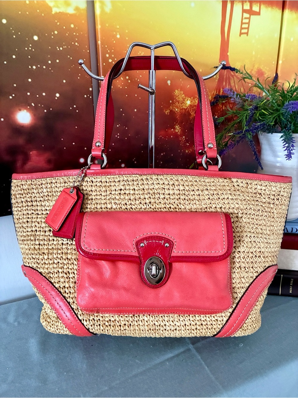 Coach Straw Pocket Tote